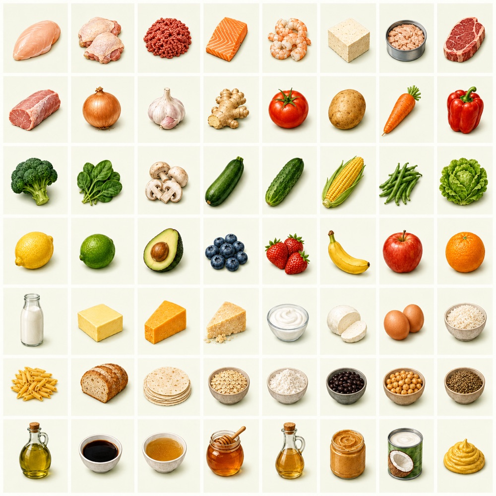 Illustrated ingredients available to select in AteYet?